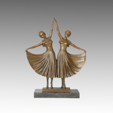 Танцовщица Бронзовая скульптура Двойная танцовщица Ремесленник Deco Brass Statue TPE-044